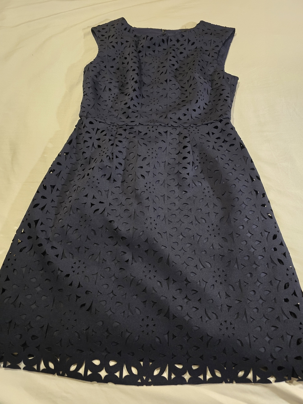 Trina Turk Navy Laser-Cut Asymmetrical Dress Size 6 - Picture 2 of 12